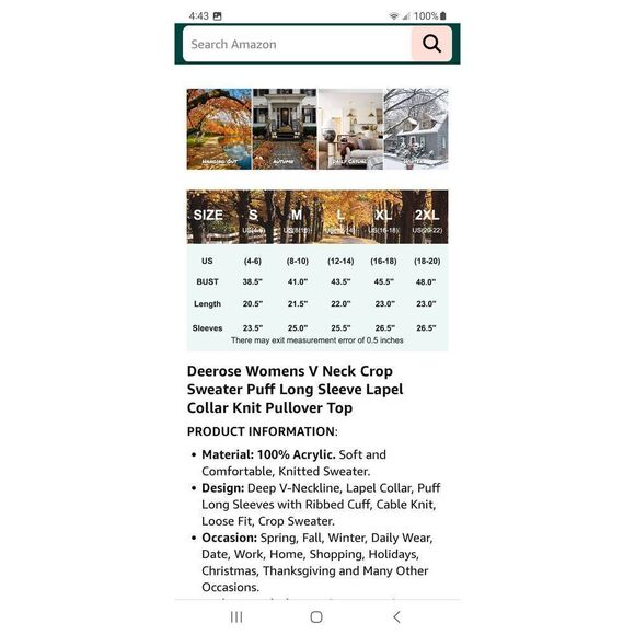 New XL Deerose Maroon VNeck Long Sleeve Crop Top Short Knit Sweater NWOT - Picture 8 of 11